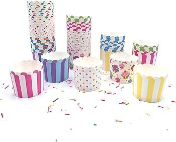 Gabkey 100pcs Random Colorful Premium Greaseproof Cupcake Paper Liners No Muffin Pan Needed Cupca... | Amazon (US)