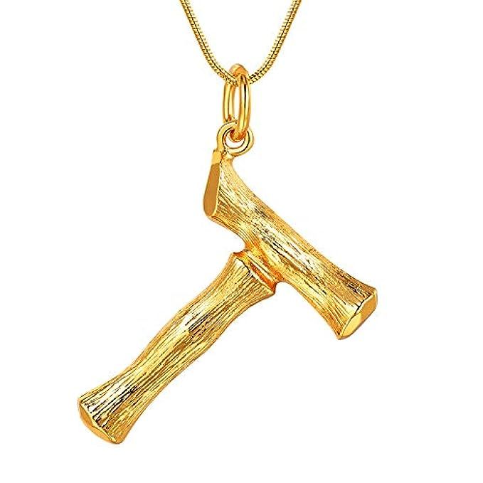 FOCALOOK DIY 26 Letter Charm Bamboo Pendants Women Gold/Platinum Plated Snake Chain Initial Necklace | Amazon (US)