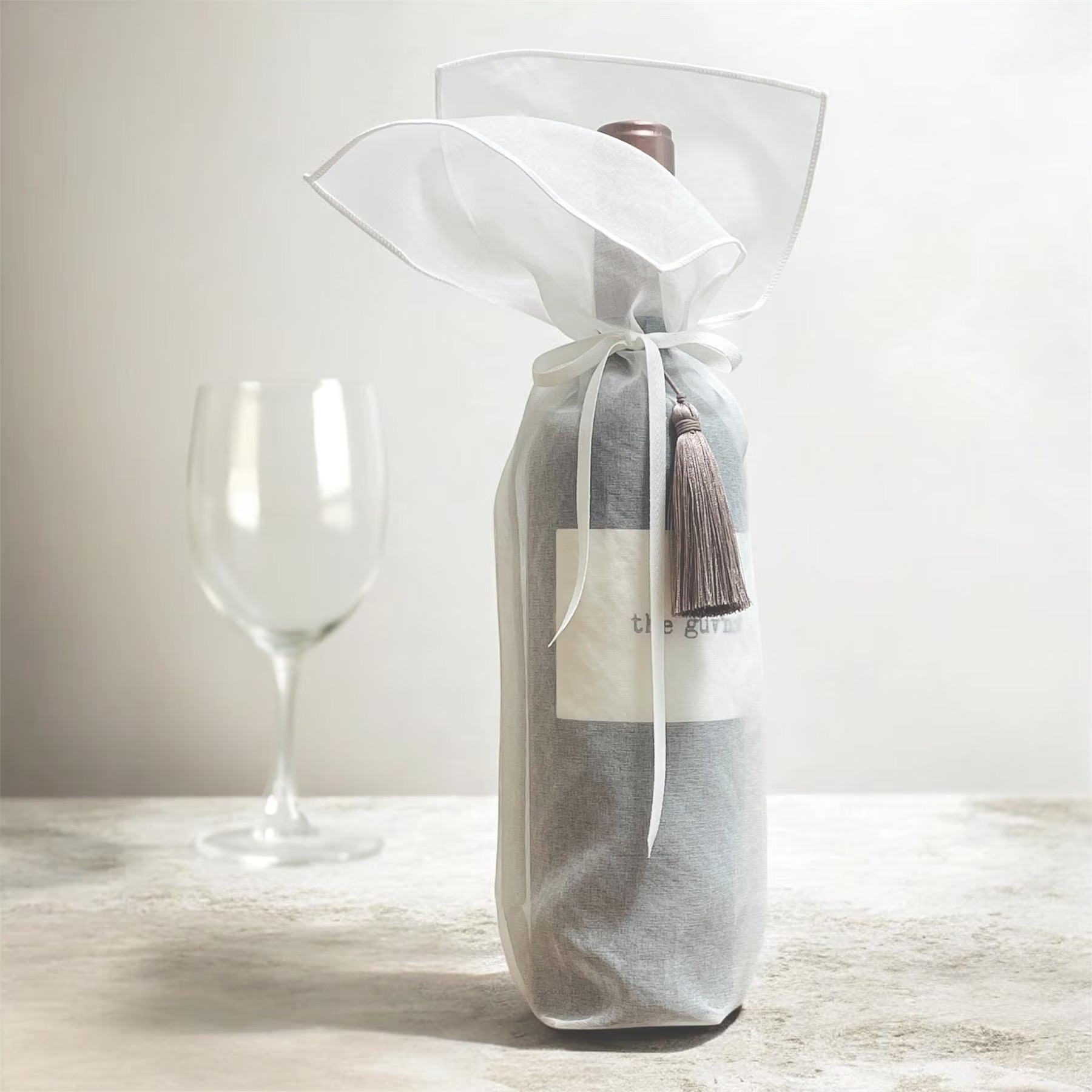 Korean Bojagi Wine Gift Pouch – Sheer Fabric Bag with Tassel, Ribbon (Snow White) | Etsy (Global)