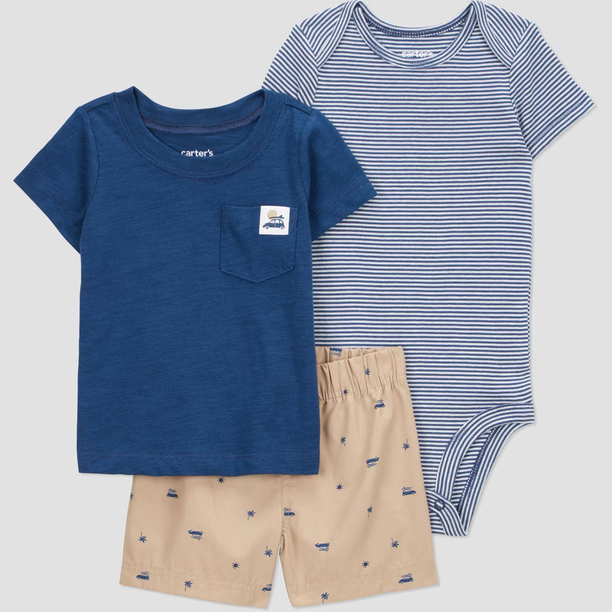 Carter's Just One You® Baby Boys' 3pc Whale Bodysuit Set - Navy Blue/Khaki | Target