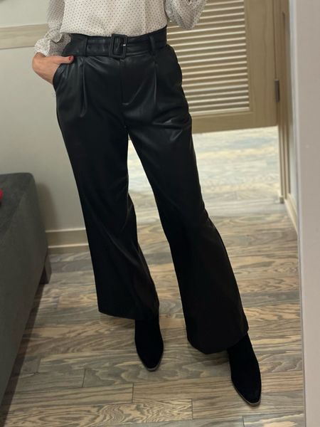 How cute are these wide leg faux leather pants? They had such a nice warm liner too. Much more cozy than I expected. 

#LTKsalealert #LTKfindsunder100