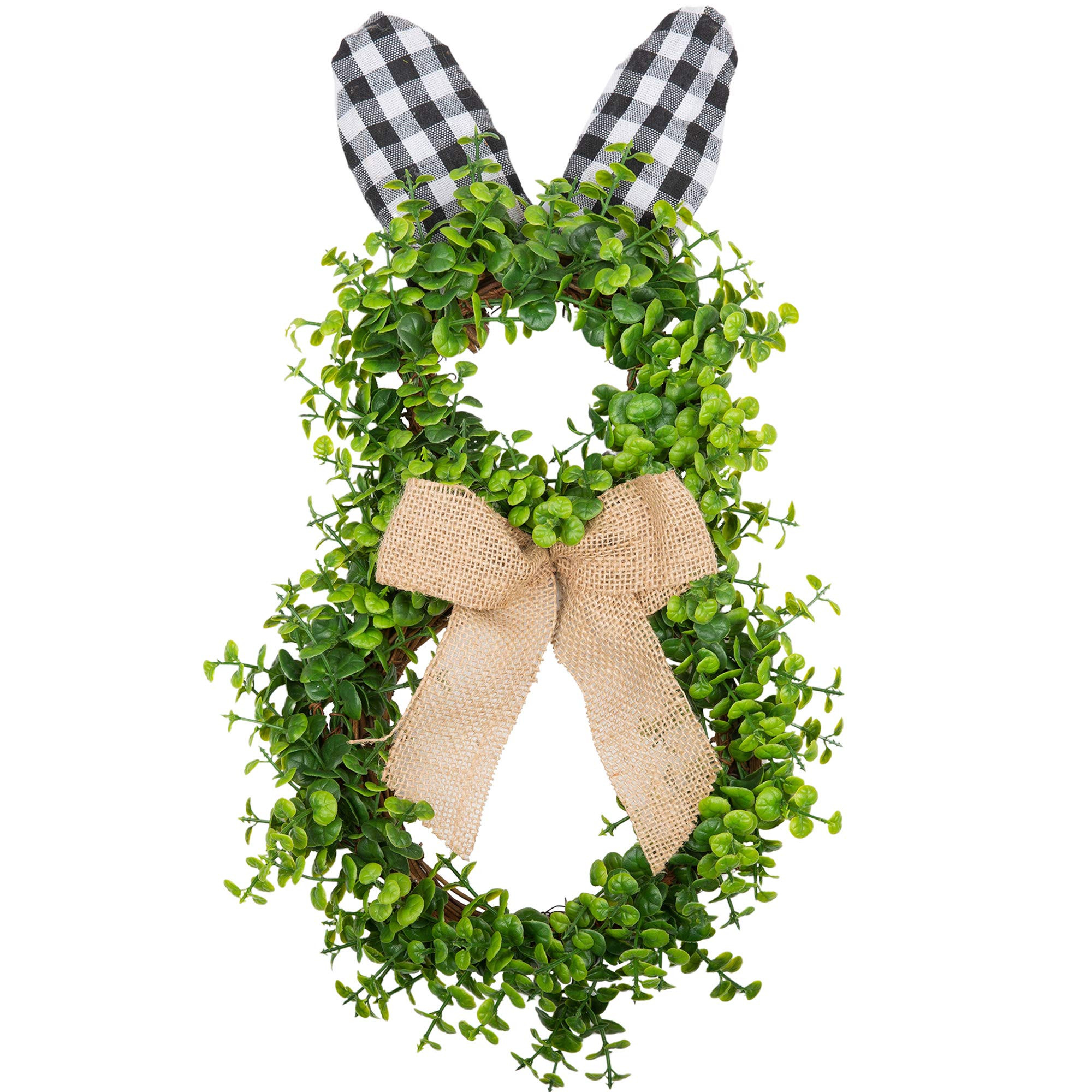 16 Inch Artificial Easter Wreath for Front Door Bunny Wreath Spring Home Wall Decorations with Bu... | Amazon (US)