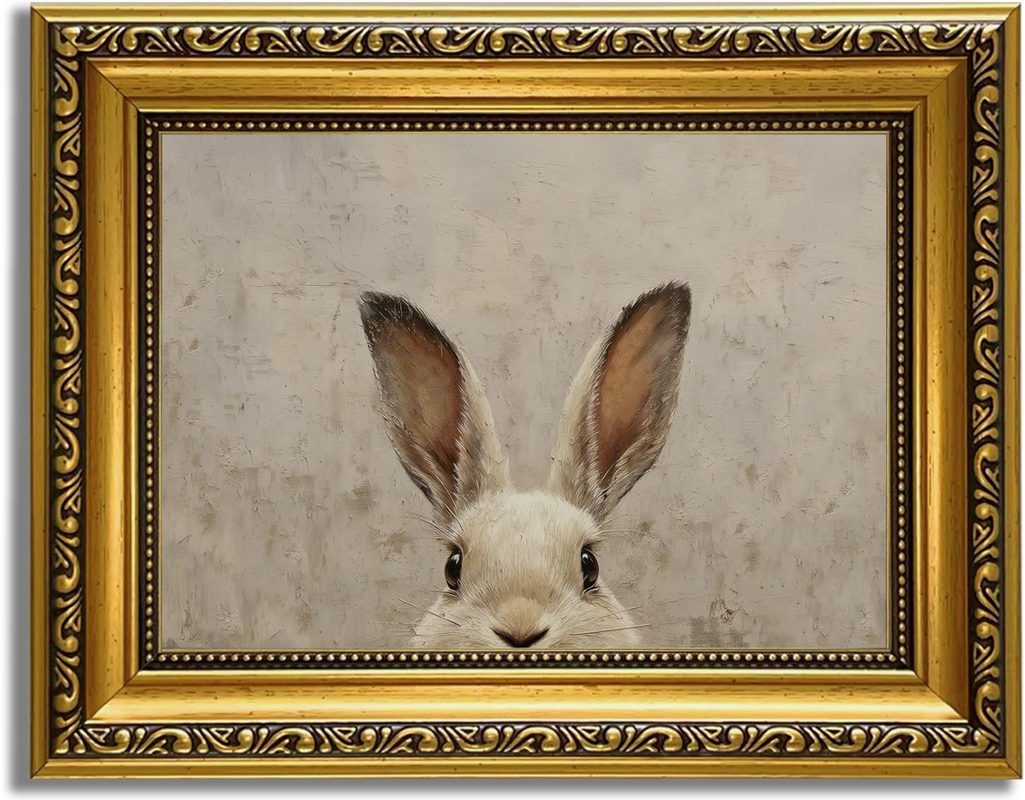 YD&YZY Gold Framed Vintage Wall Art Canvas Easter Bunny Wall Decor Rustic Easter Rabbit Décor Pr... | Amazon (US)