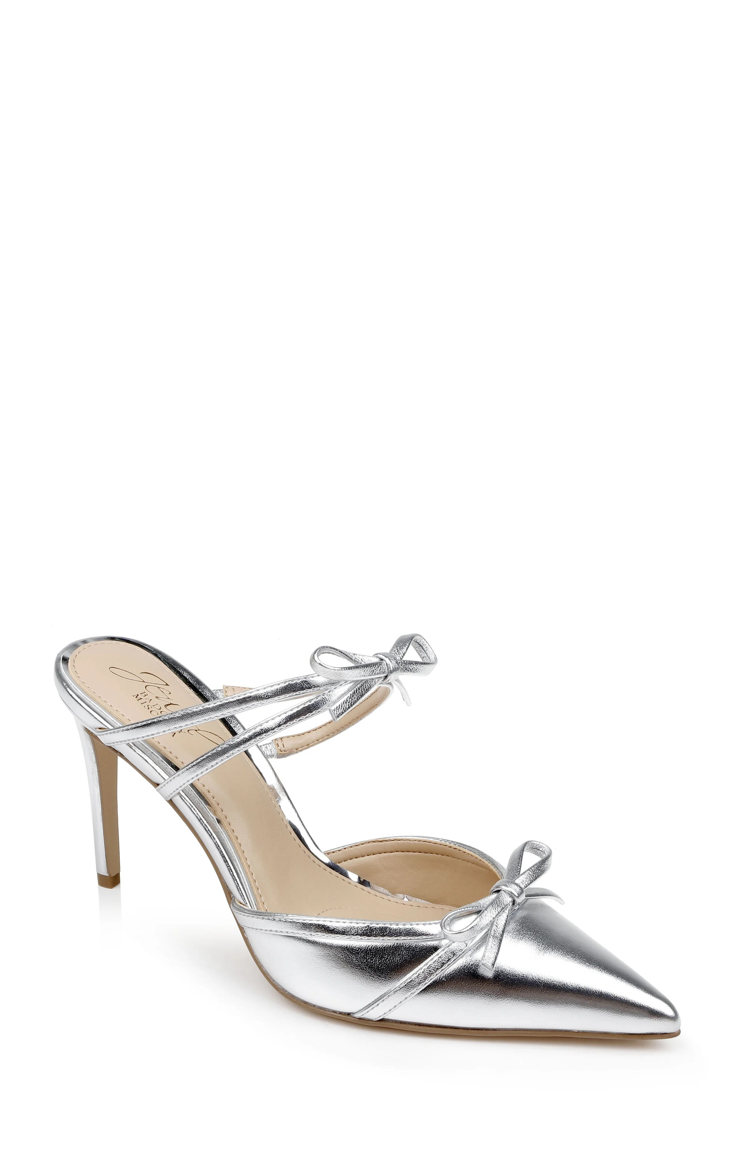 Jewel Badgley Mischka Klarise II Metallic Pointed Toe Double Bow Mules | Walmart (US)