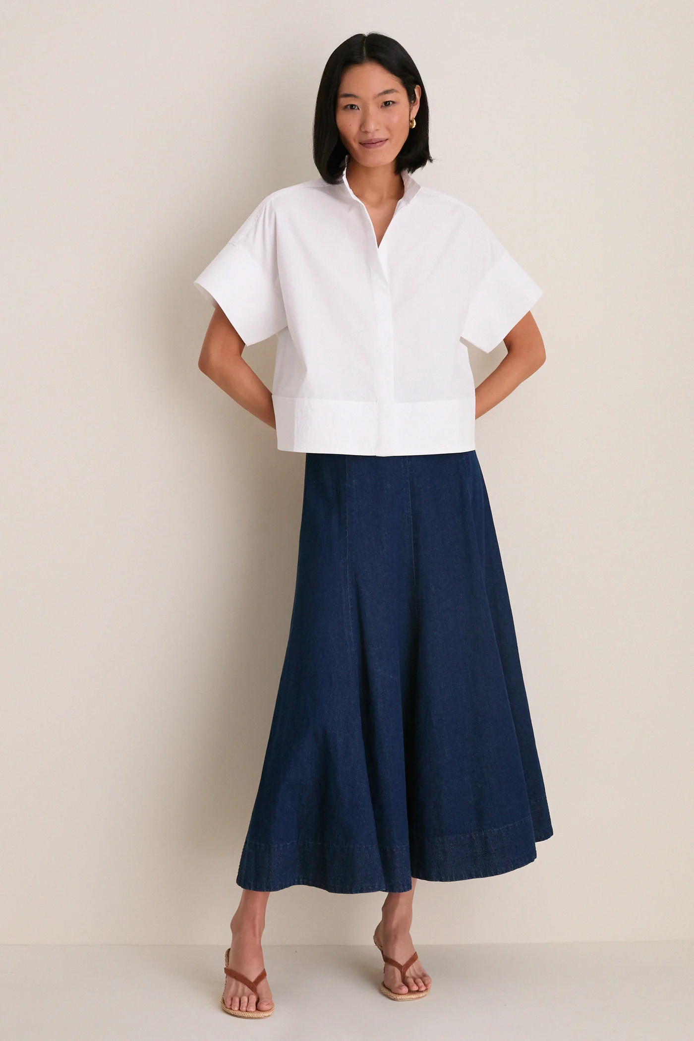 Light Wash Denim Trapunto Stitch Sofia Shirt | Tuckernuck (US)