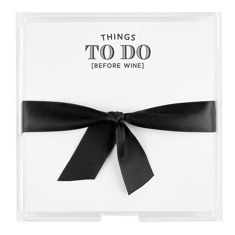 Things to do Before Wine Square Notepaper in Acrylic Tray | Sorelle Gifts