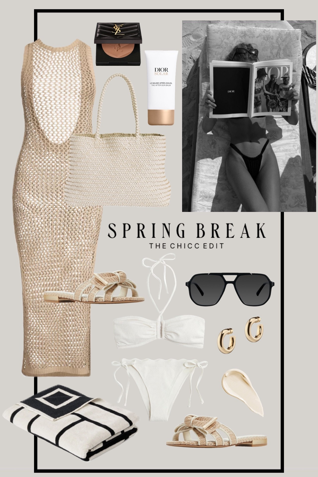 Spring Break 🐚

#swim #swimsuit #vacation #travel #ootd cover up dress bag Toteme. Towel bikini earrings flats hoops beach pool 

#LTKFestival #LTKSwim #LTKTravel