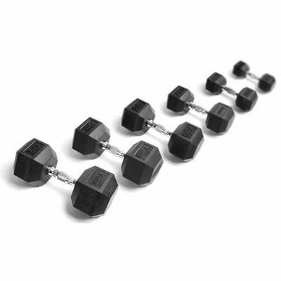 York Barbell Rubber Hex Dumbbell Set Durable Heavy Duty Strength Training Weights Fitness Equipment | Target