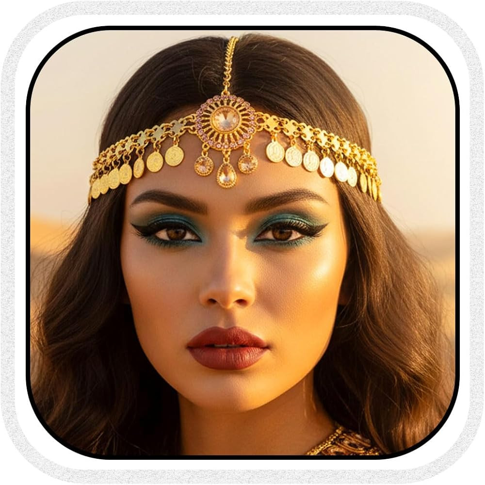 Aukmla Gold Head Chain Jewelry Sequin Headpiece Forehead Headband for Women | Amazon (US)