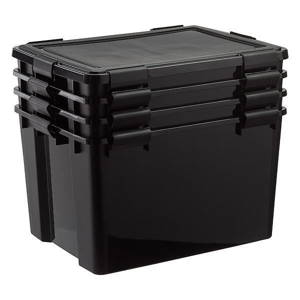 74 qt. Black Weathertight Tote | The Container Store