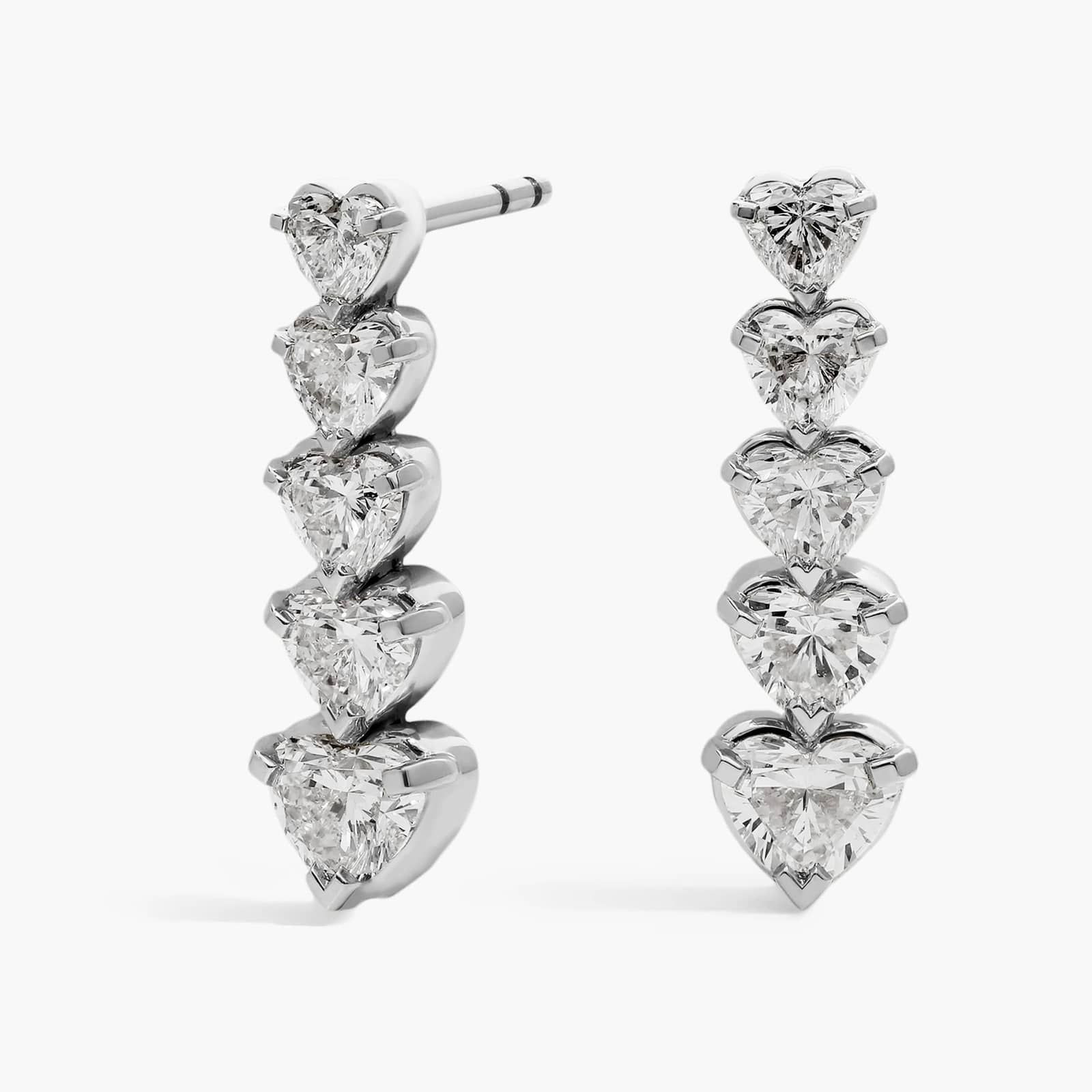 Heart Shaped Diamond Linear Drop Earrings in 14K White Gold (2 1/2 Ct. Tw.) | Blue Nile