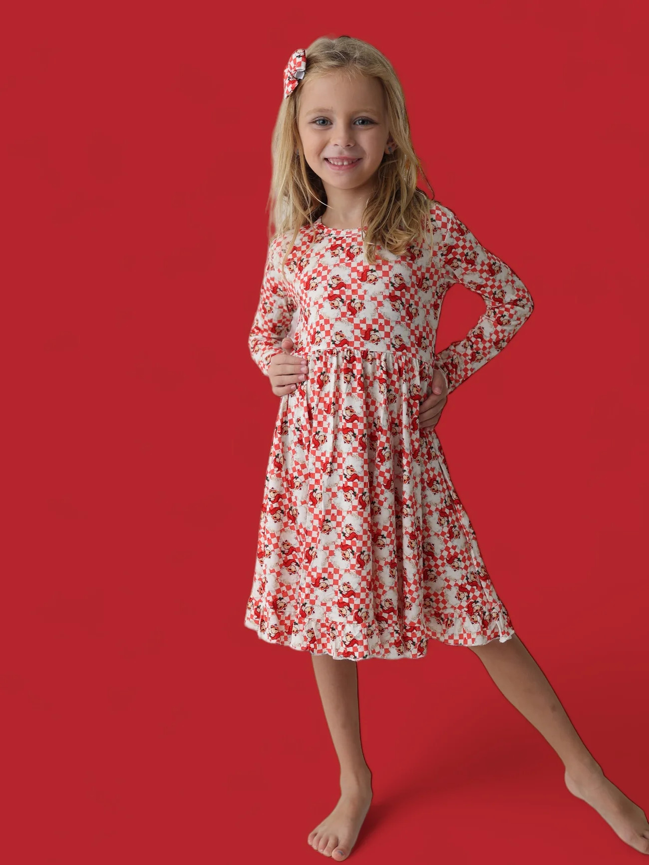 JOLLY SANTA CHECKERS DREAM RUFFLE DRESS | DREAM BIG LITTLE CO