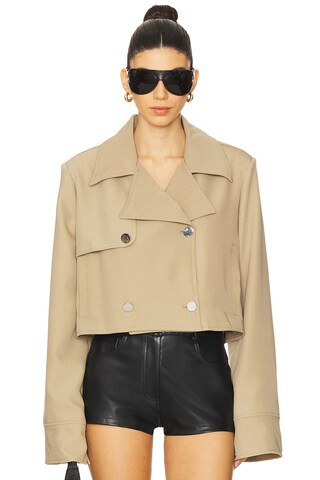WeWoreWhat Cropped Trench Coat in Soft Brown from Revolve.com | Revolve Clothing (Global)