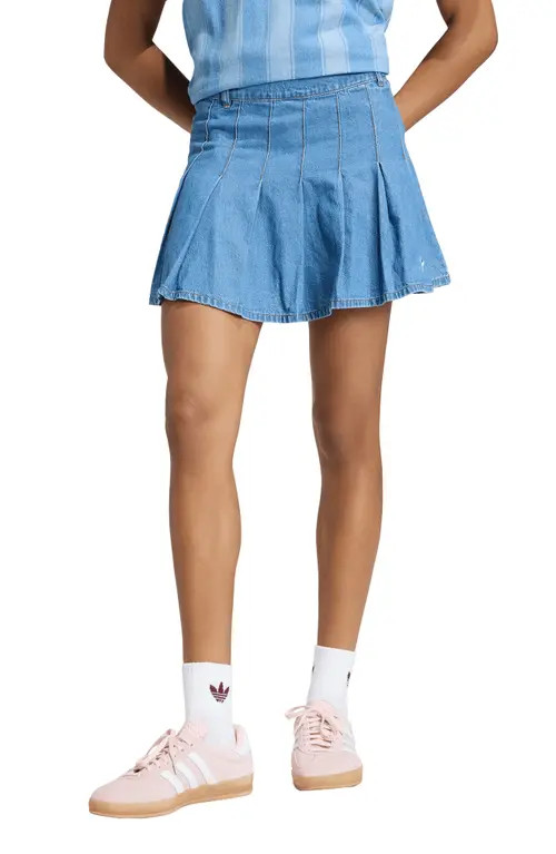 adidas Originals Pleated Denim Miniskirt in Indigo Denim at Nordstrom, Size 2 | Nordstrom