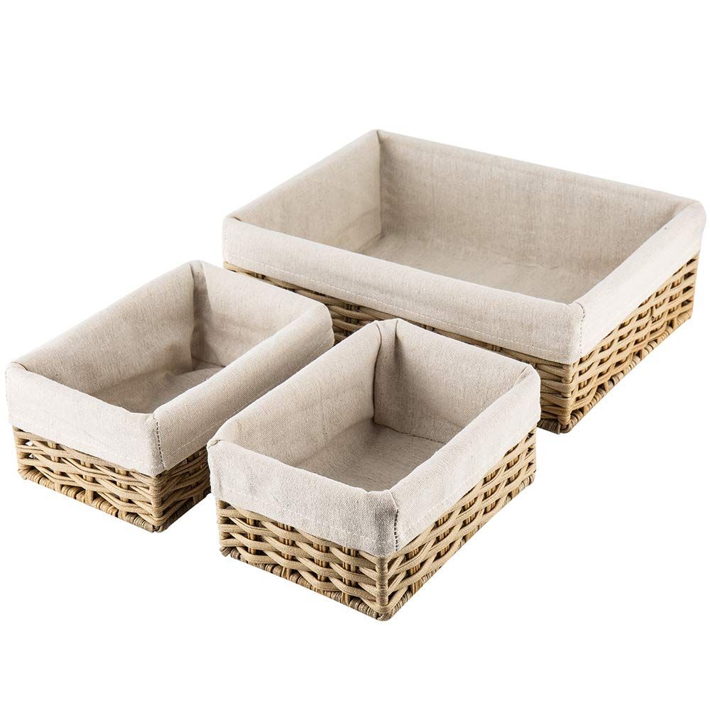 Hosroome Handmade Wicker Storage Baskets Set Shelf Baskets Woven Decorative Home Storage Bins Decora | Amazon (US)