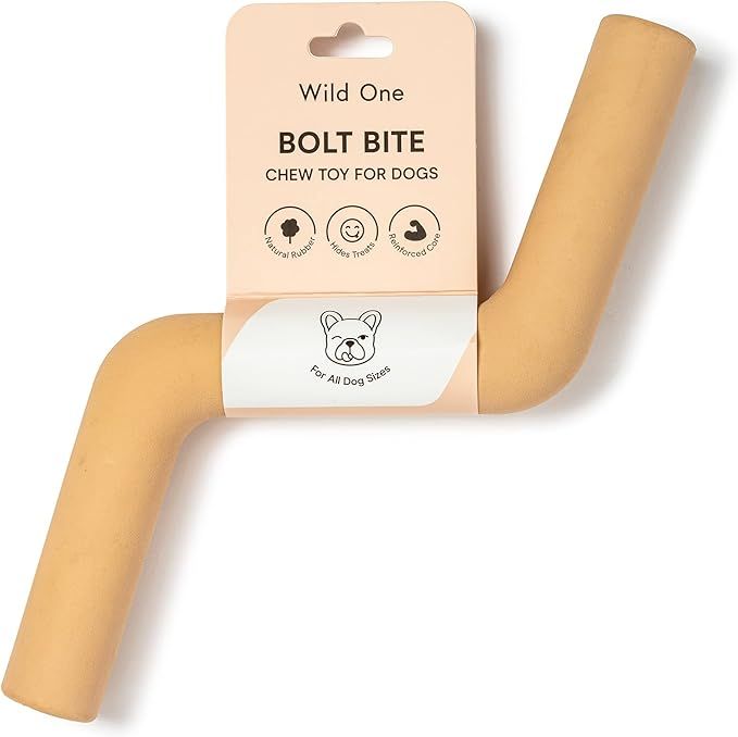 Wild One, Bolt Bite Dog Toy, Tan, 100% Natural Rubber, Fun to Chew, Chew Toy, Treat Dispensing, L... | Amazon (US)