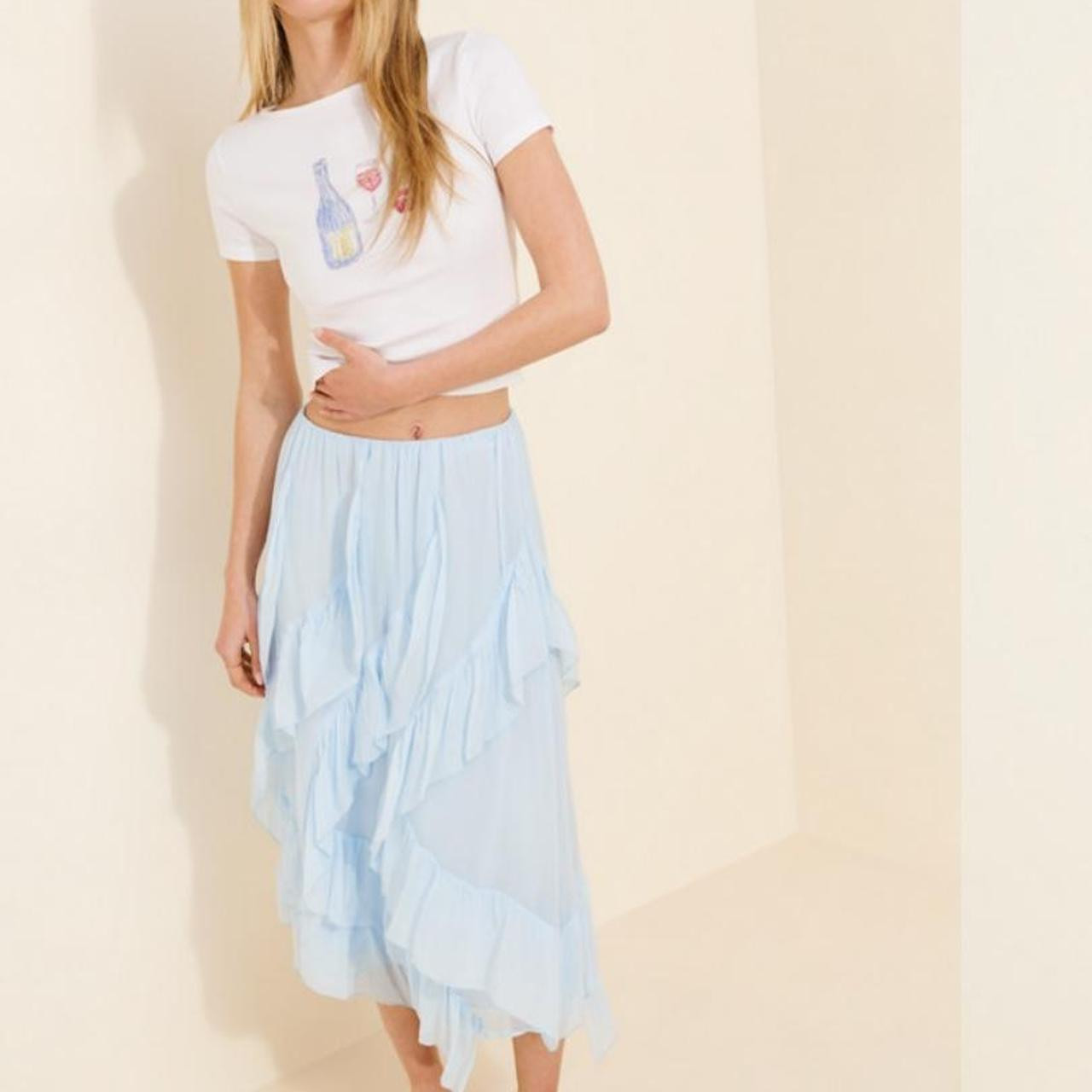 Anthropologie Women's Party Skirt - Blue | Depop US