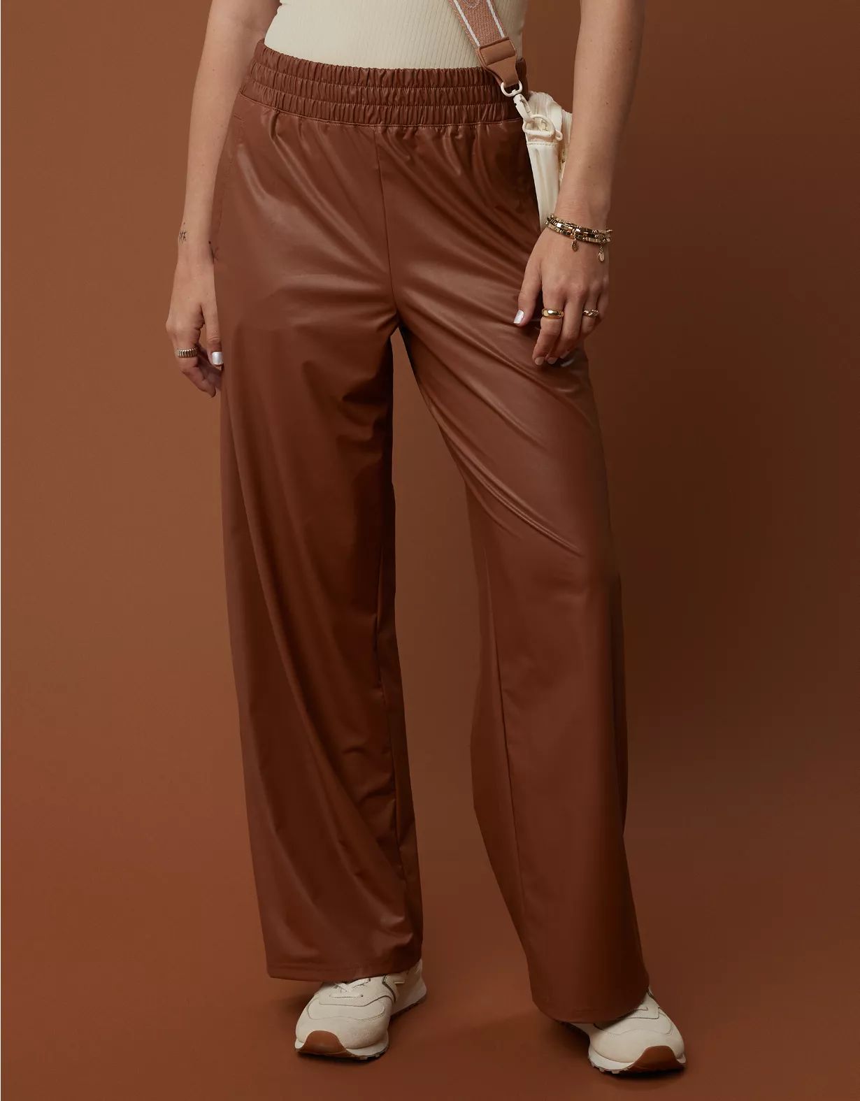 OFFLINE By Aerie Real Luxe Faux Leather Wide Leg Pant | Aerie