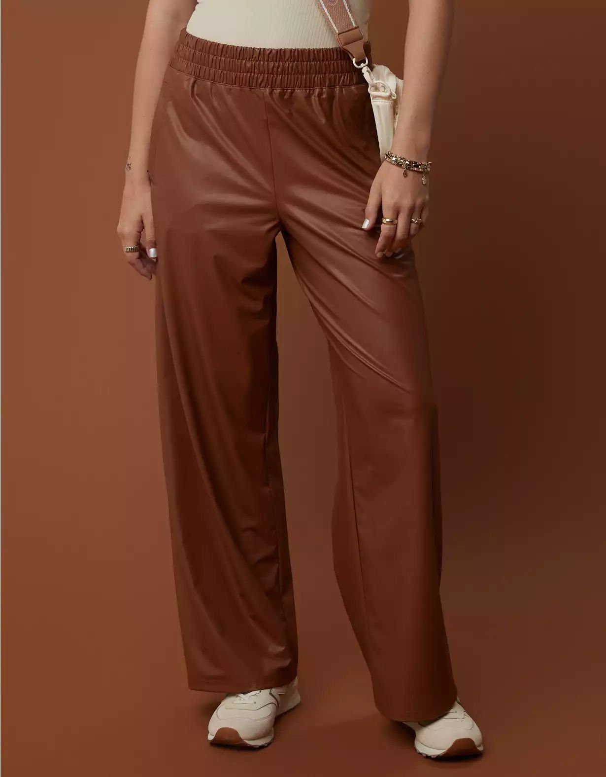OFFLINE By Aerie Real Luxe Faux Leather Wide Leg Pant | Aerie
