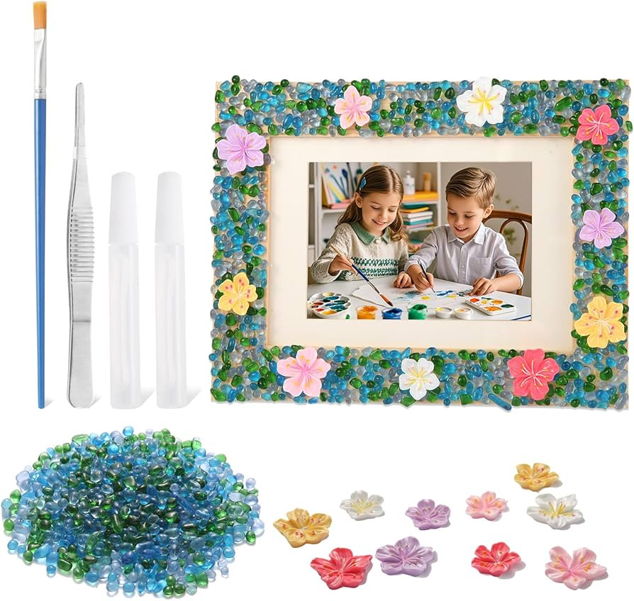 DIY Mosaic Picture Frame Craft Kit for Kids - Creative Arts & Crafts Glass Pebbles Activity for G... | Amazon (US)