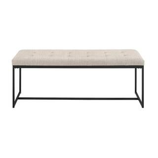Walker Edison Furniture Company 48" Transitional Upholstered Bench with Metal Base - Tan-HD48UPMB... | The Home Depot
