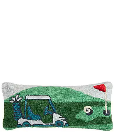Mud Pie Golf Scene Woven Hooked Wool Pillow - Multi | Dillard's
