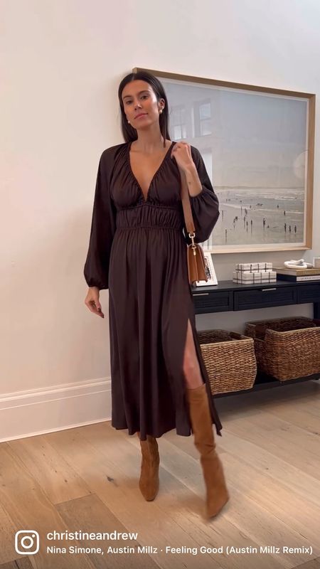 This brown deep v dress is dropping tomorrow with my Amazon Drop collection! Love it styled with these tall suede boots and gold rings.

Dress, fall dress, thanksgiving dress, brown dress, amazon dresses, maxi dress, ootd idea, fall outfits, neutral outfits, amazon outfits, Christine Andrew 


#LTKfit #LTKunder50 #LTKunder100