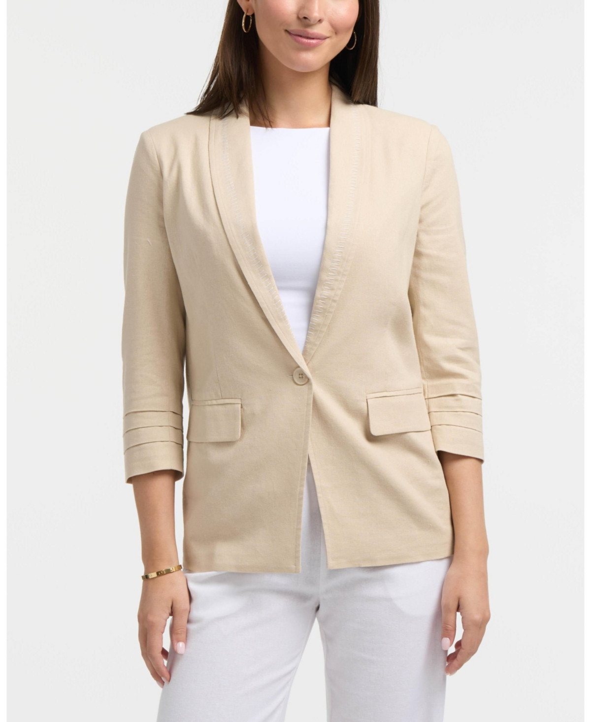 Ellen Tracy Women's Tailored Linen-Blend Blazer - Linen | Macy's