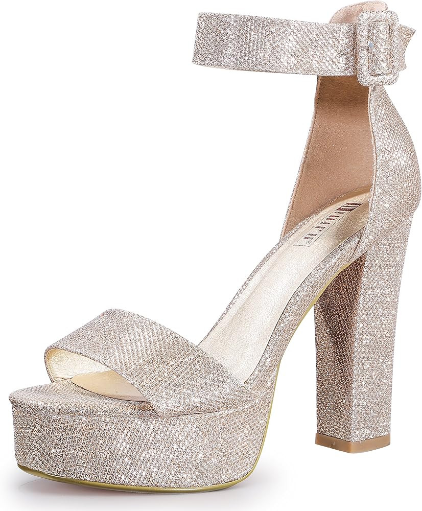IDIFU IN5 Sabrina Platform Heels for Women Chunky High Heels Block Heeled Sandals Sexy Ankle Stra... | Amazon (US)