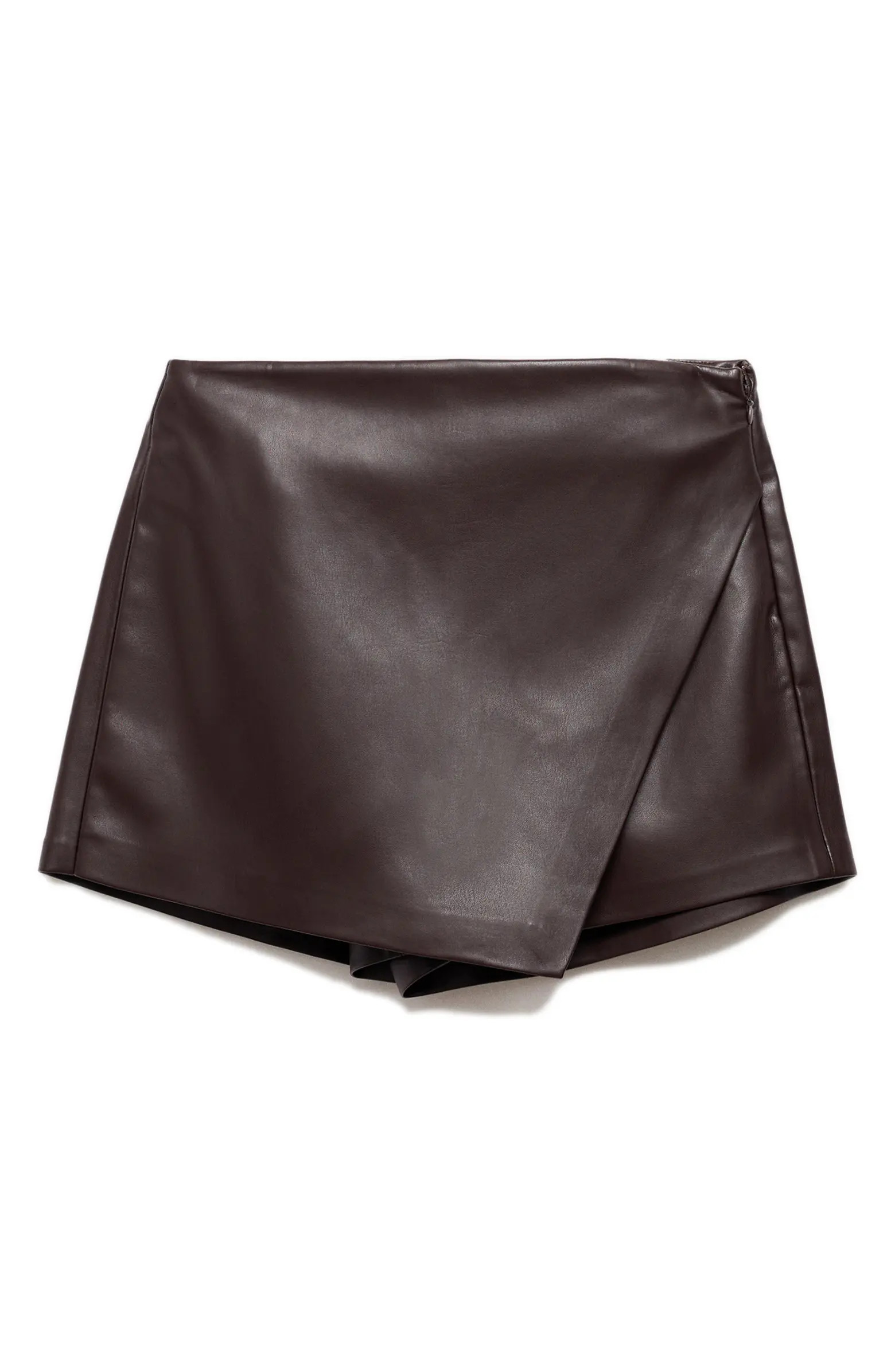 MANGO Wrap Faux Leather Skort | Nordstrom | Nordstrom