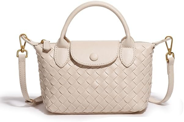 Small Vegan Leather Crossbody Bags For Women, Mini Woven Dumpling Handbag, Cute Top Handle Should... | Amazon (US)