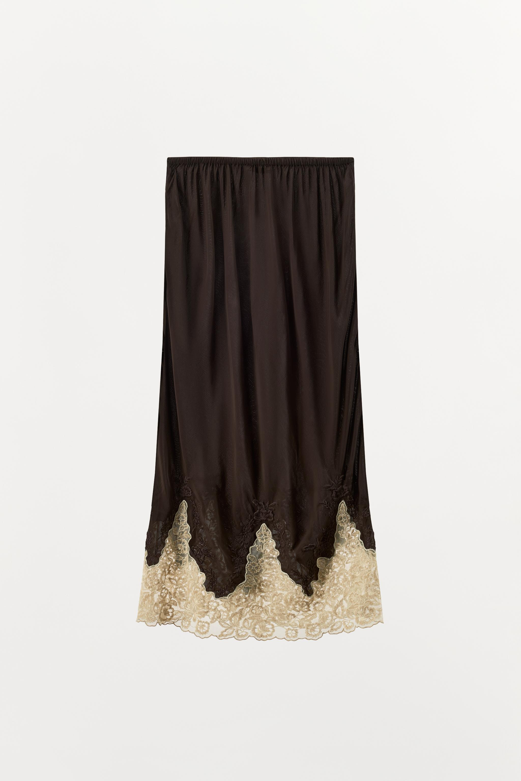 100% VISCOSE EMBROIDERED LACE MIDI SKIRT | Zara US
