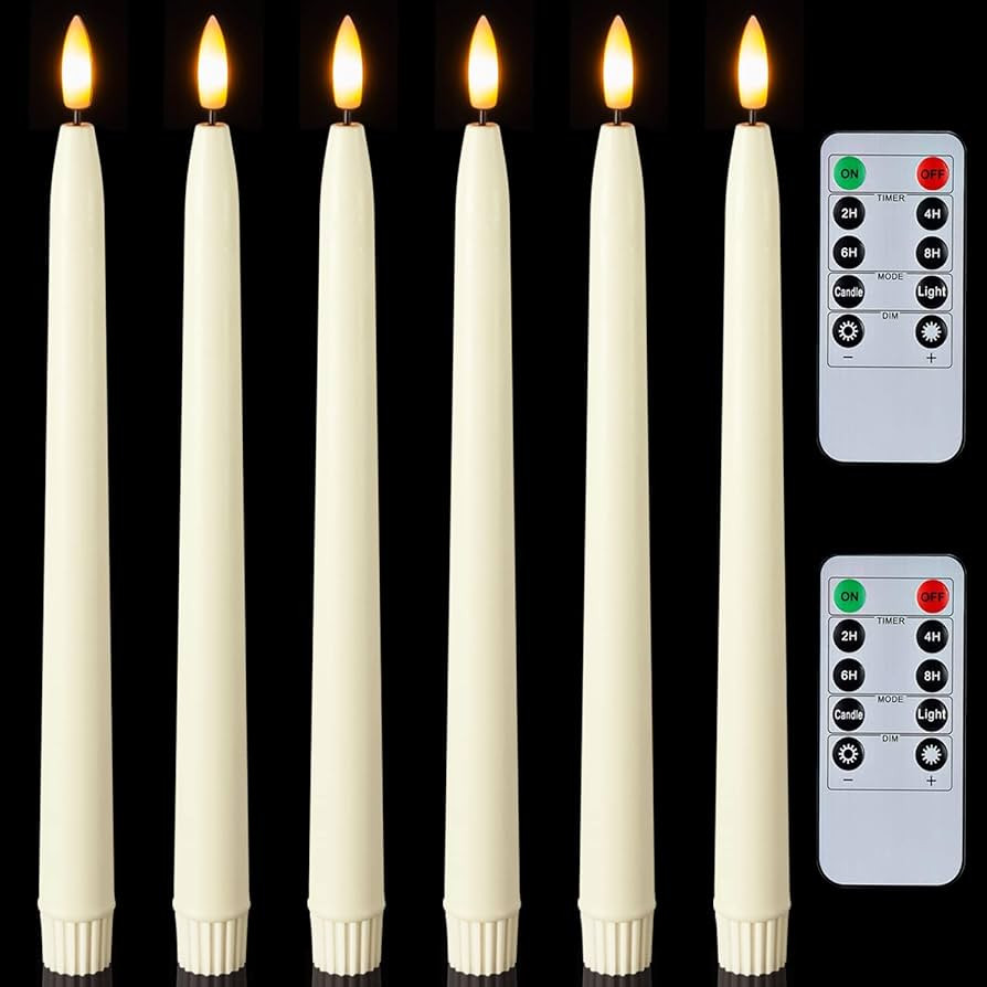 Homemory 11 inches Waxy Flameless Taper Candles with Remote Timer Dimmer, 6 Pcs Battery Operated ... | Amazon (US)