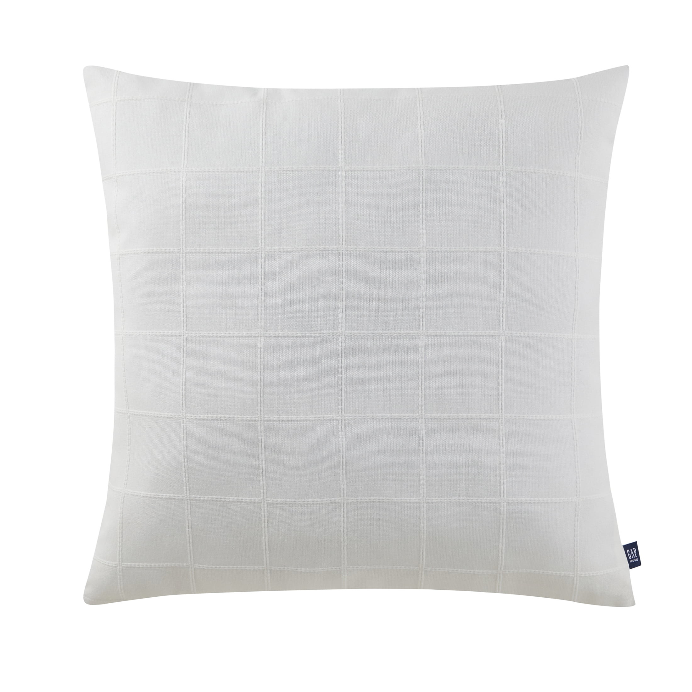 Gap Home 100% Organic Cotton Stitched Check Decorative Pillow White 22" x 22" - Walmart.com | Walmart (US)