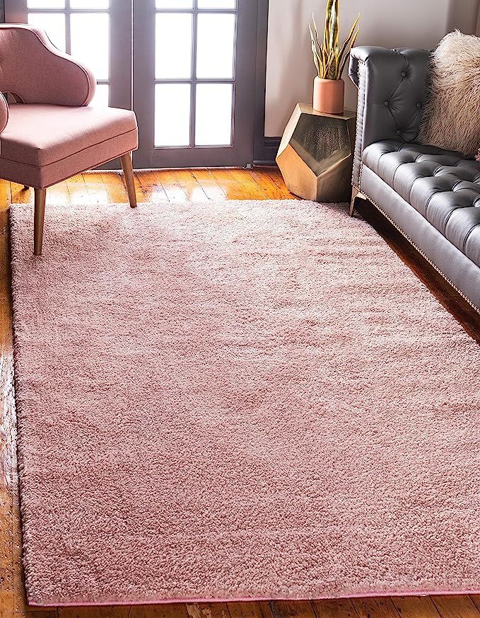 Unique Loom Solo Collection Plush Casual Pink Area Rug (3' x 5') | Amazon (US)