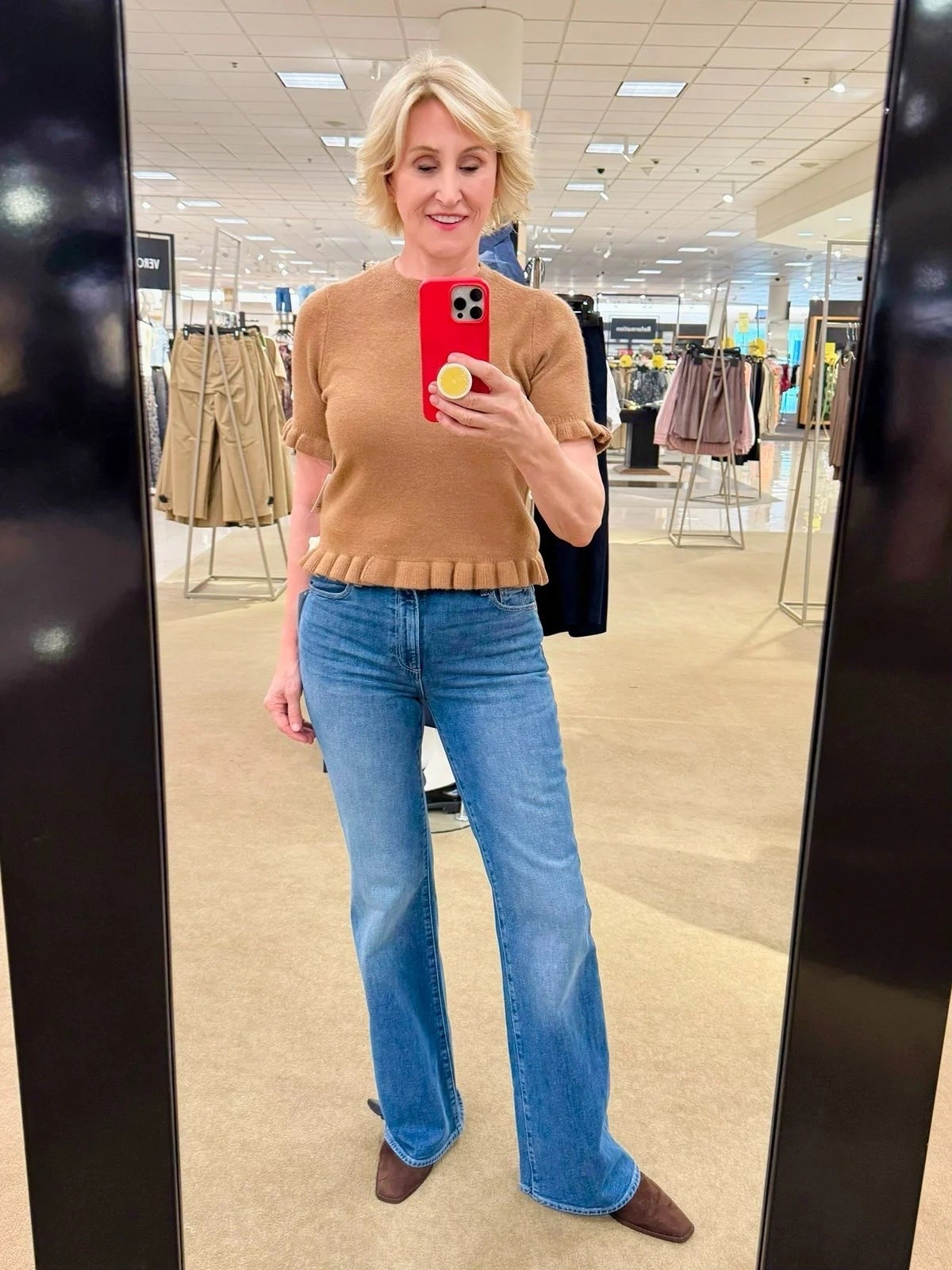 I’m always drawn to those Fall pieces that make getting dressed feel easy… and this camel ruffle-trim sweater is one of them. 🤎🍂

I paired it with my favourite jeans and booties for a simple, everyday look that still feels feminine and put together.

I love how the little ruffle detail adds just enough interest without making the outfit feel fussy. It’s one of those looks I could wear for coffee, lunch or a day of running around and still feel pulled together.

#LTKSeasonal #LTKOver40 #LTKootd