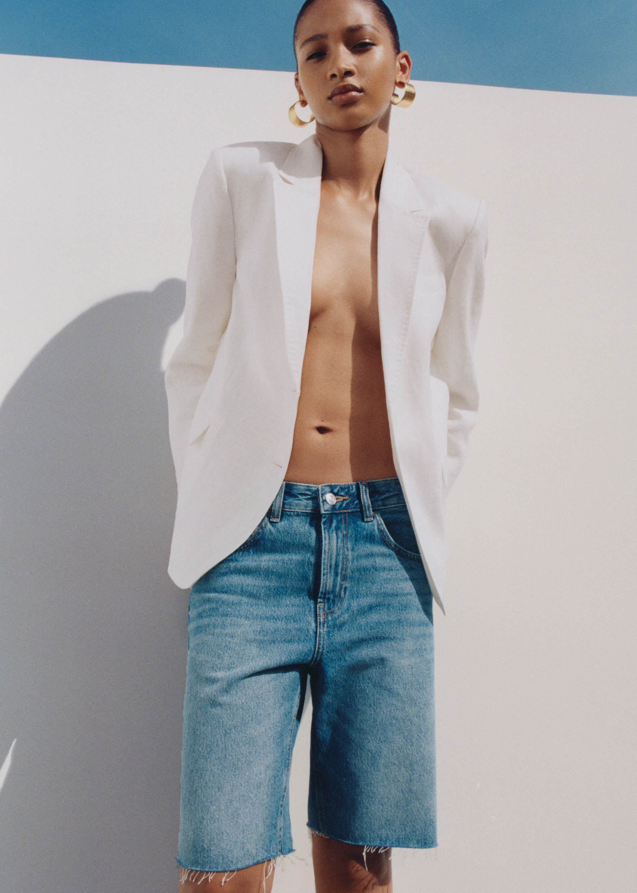 Straight-fit denim bermuda shorts | MANGO (US)