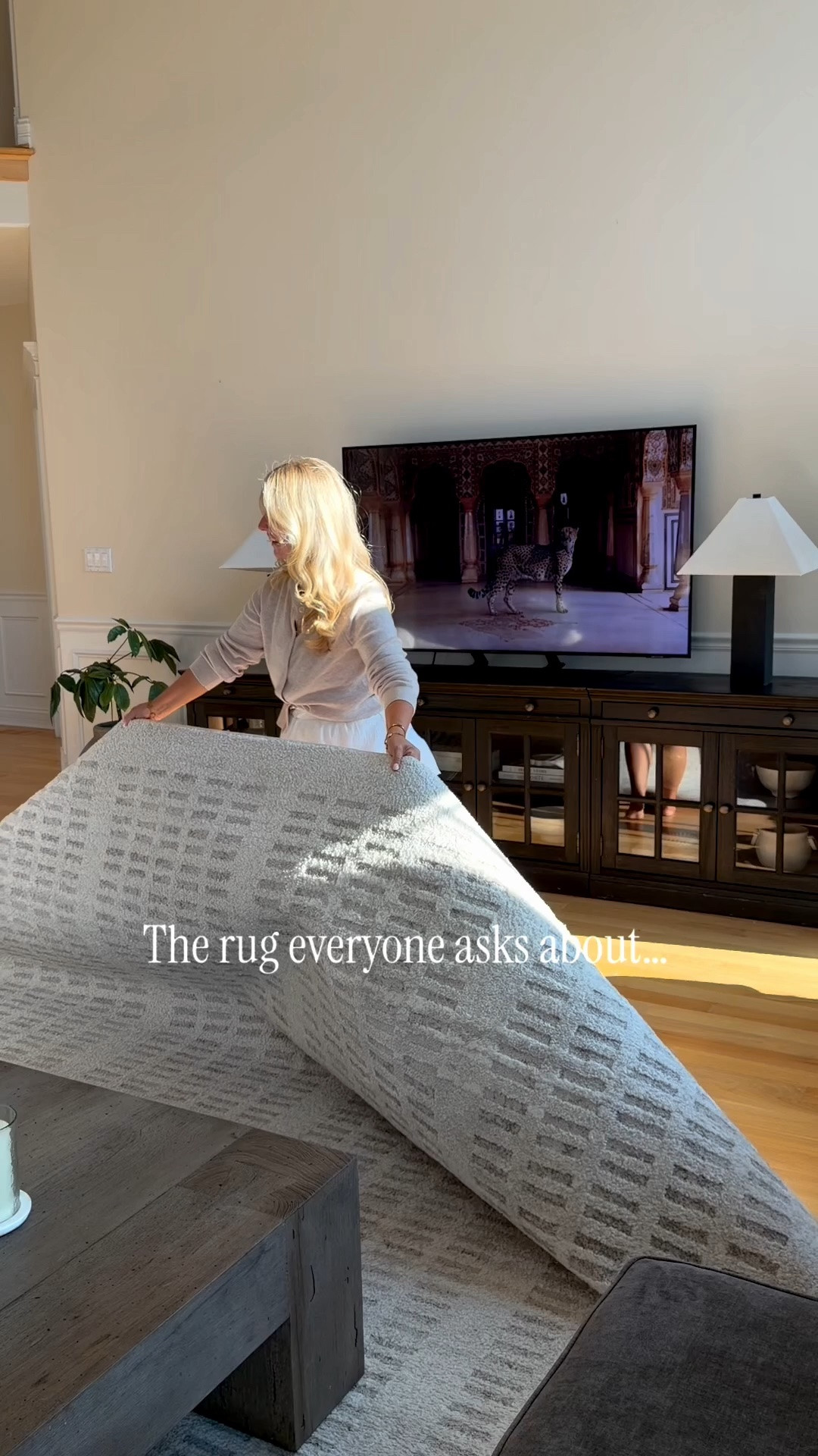 The rug everyone asks about 🤎 One of my most-loved home finds! The perfect warm neutral with subtle texture that grounds the entire room and works beautifully with everyday living. Linked in multiple sizes!

#LTKHome #LTKSaleAlert