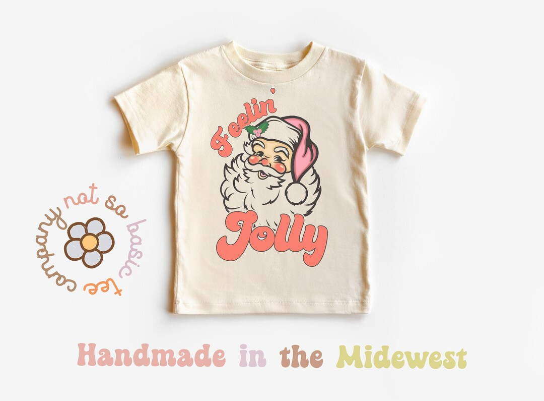 Feelin Jolly Santa Claus Baby Kids Bodysuit Shirt, Retro Kids Santa Christmas Shirt, Retro Baby S... | Etsy (US)