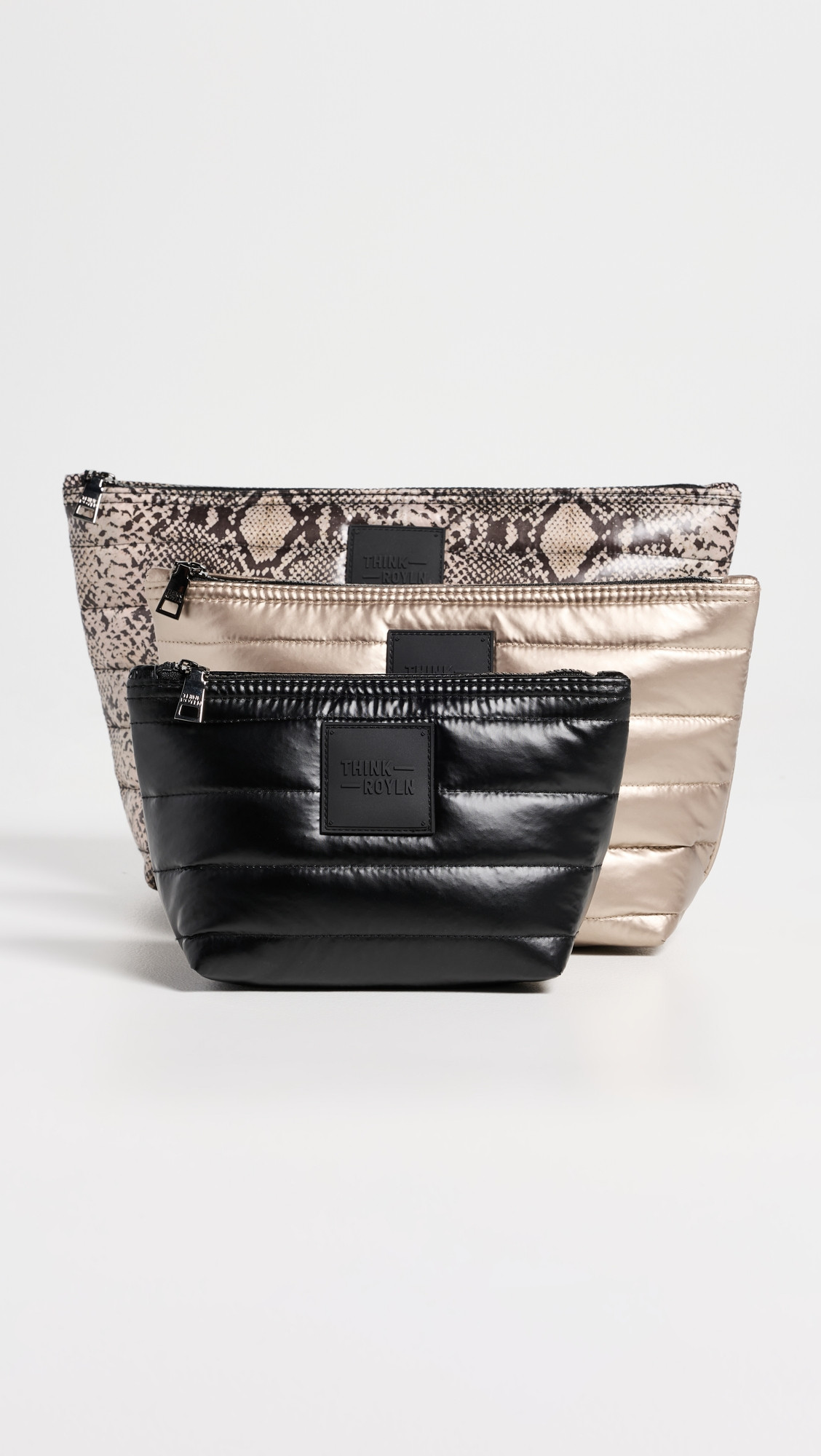Think Royln Travel Trio Pouches Python/Pearl Cashmere/Black One Size | Shopbop
