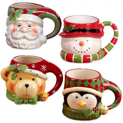 Certified International 3D Figurine Novelty Christmas Mugs (St of 4) | Bed Bath & Beyond