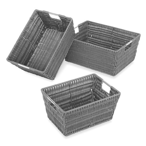 Whitmor Rattique® Storage Baskets - Set Of 3 - Gray - Walmart.com | Walmart (US)