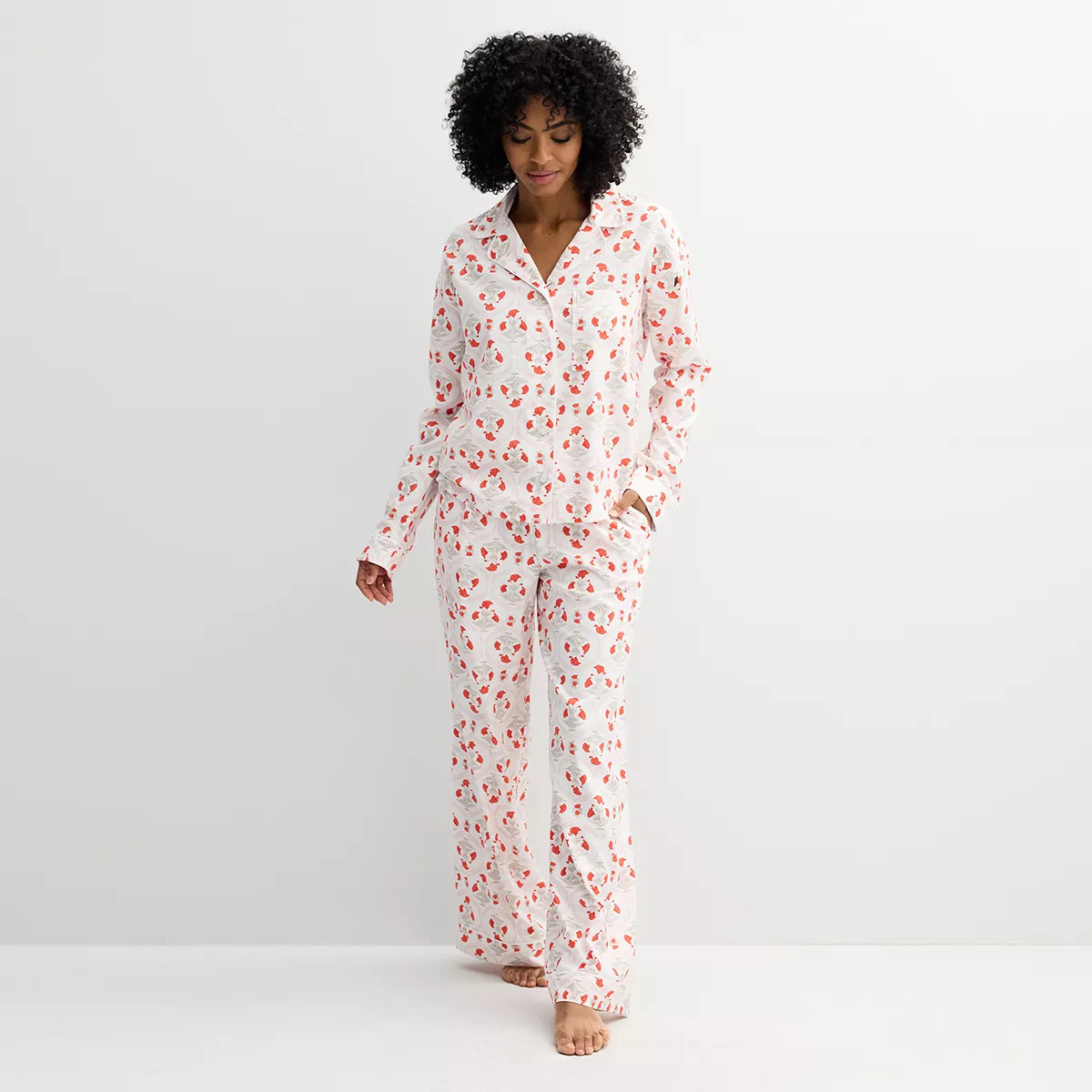 Women's Sonoma Goods For Life® Woven Notch Pajama Top & Pajama Pants Set | Kohl's