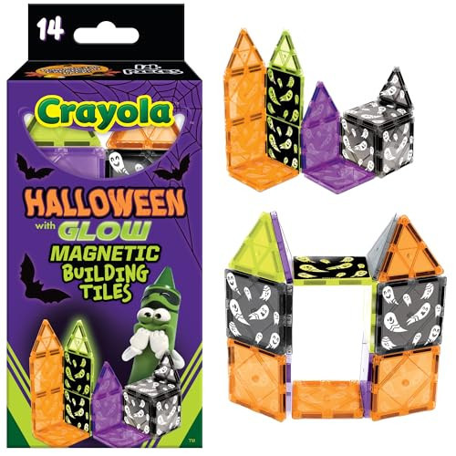 CreateOn Crayola Magnetic Tiles, Building Set for Kids, Halloween Toy for Kids, Travel Toys, Classroom Sensory Blocks, STEM & Montessori for Boys & Girls Ages 3+, 14-Piece Set (Halloween) | Amazon (US)