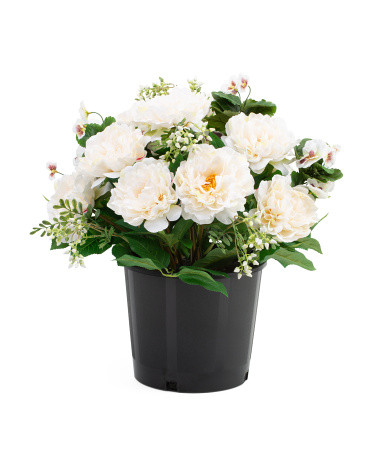 Outdoor Safe Faux Peony Drop In Arrangement | Plants & Planters | Marshalls | Marshalls