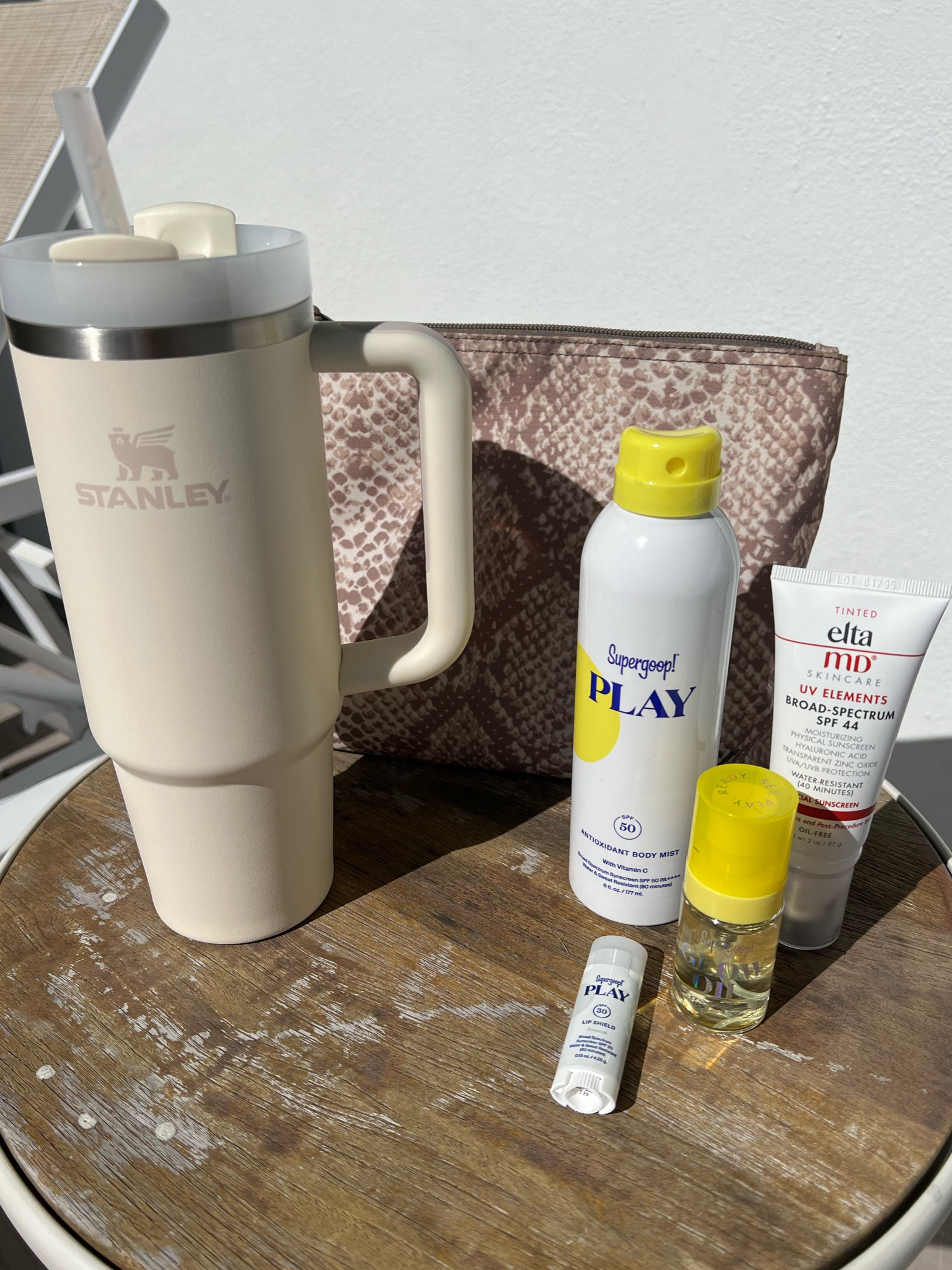 My beach/ pool must haves: 

Stanley cup full of water 
Supergoop! Play SPF 50 
Elta MD SPF 44 facial sunscreen 
Supergoop! Play SPF 30 lip balm
Supergoop! Glow Oil 


#LTKSeasonal #LTKtravel #LTKswim