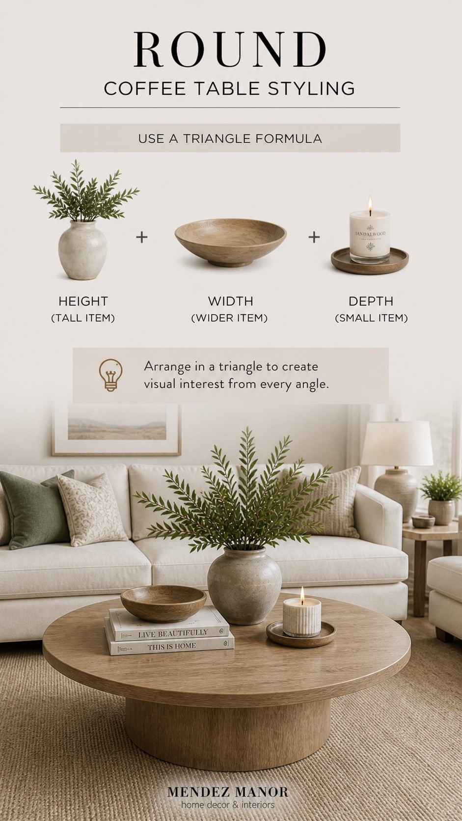 Round coffee table styling tips and ideas. Coffee table styling decor and accessories that work for every shape coffee table.

#LTKHome