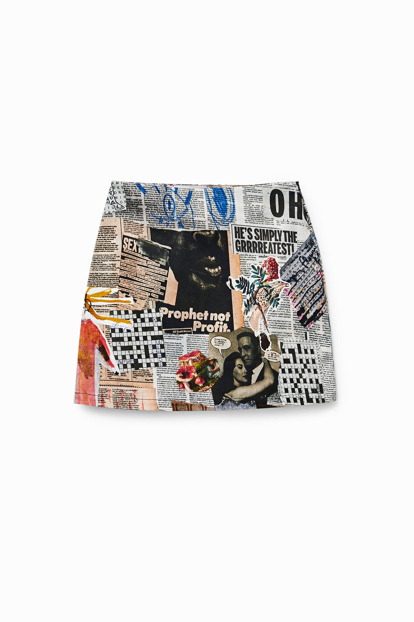 Newspaper collage slim miniskirt | Desigual USA,CA