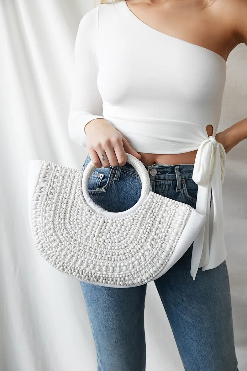 Summer Walks White Beaded Tote Bag | Lulus