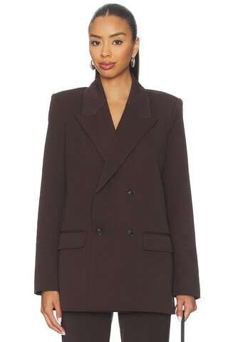 Good American Essential Suiting Oversized Blazer in Dark Chocolate from Revolve.com | Revolve Clothing (Global)